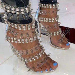 Shane Justin Clear Cut Spiked Heels
